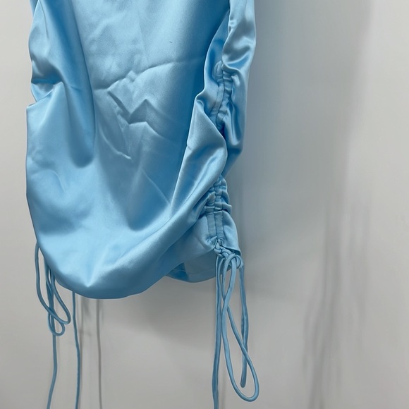 LaQuan Smith Ruched Side Tie Mini Skirt in Baby Blue Small - Picture 5 of 8